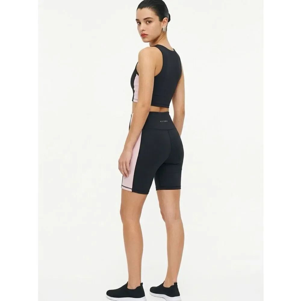 ALL FENIX | Sculpt High-Rise Bike Shorts Gray & Blush Pink Women’s Size Medium